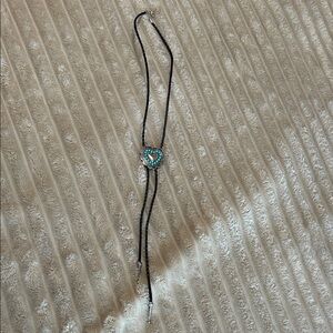 Turquoise Heart Pendant Necklace with Black Chain